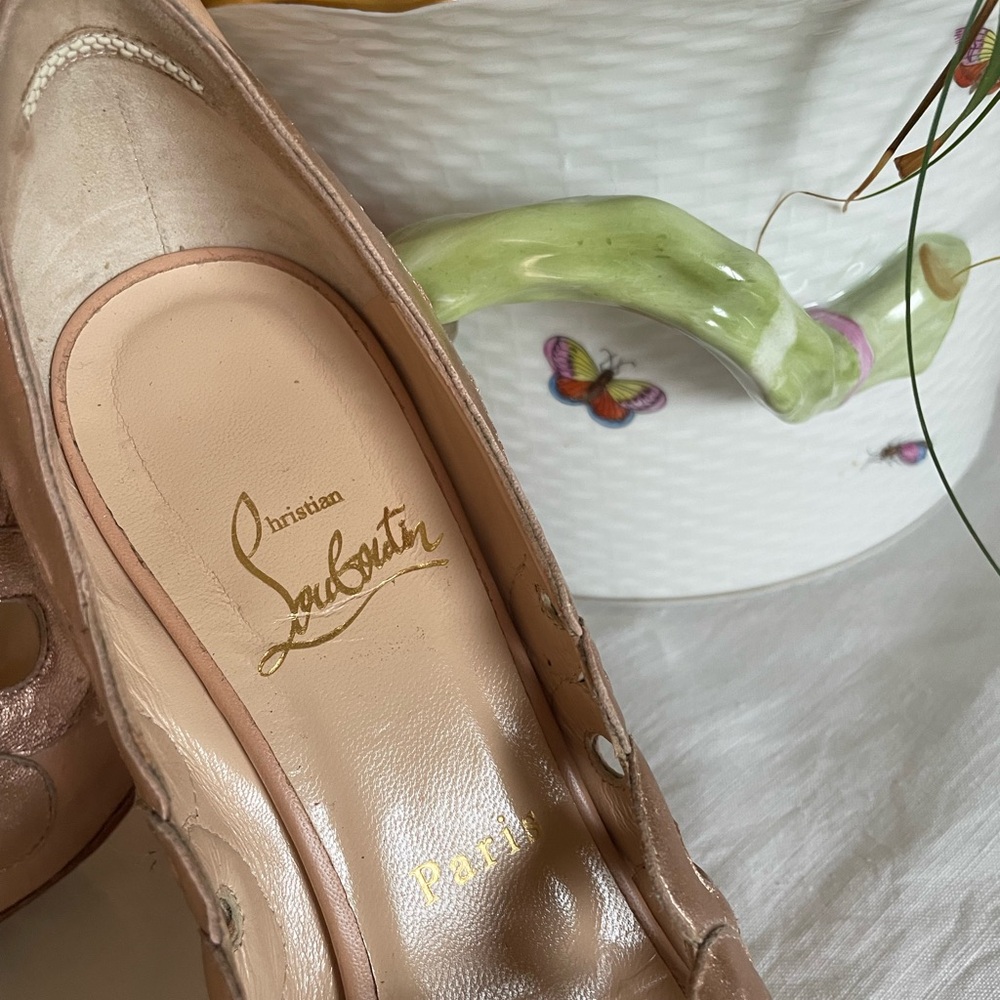Christian Louboutin Nude Peep Toe Heels - Picture 5 of 5
